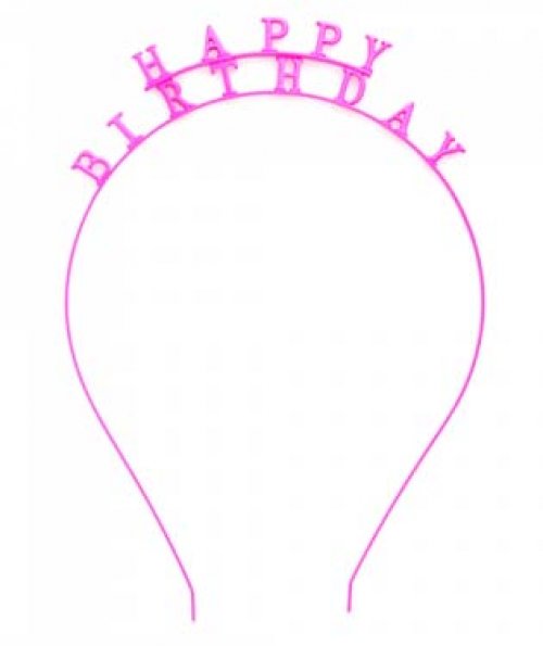 Happy Birthday Hairband: Hot Pink Metal